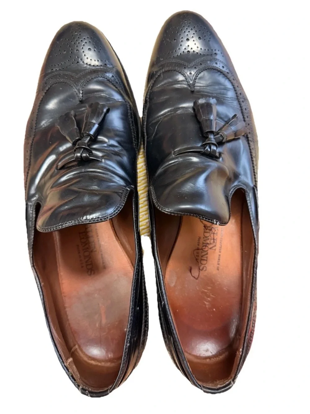 Vintage Allen Edmonds Shoe Sz 14 Berwick Leather Tassel‎ Loafers Brogue Detail